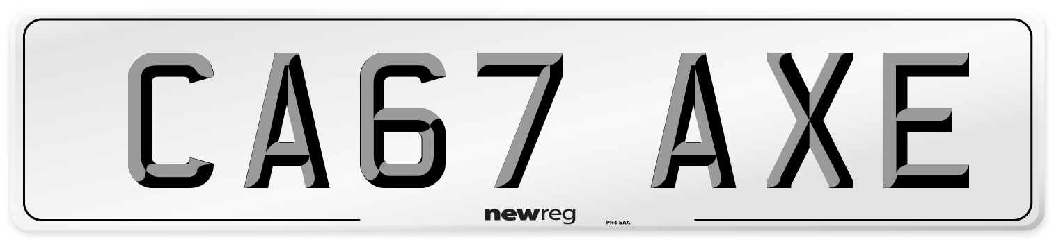 CA67 AXE Number Plate from New Reg